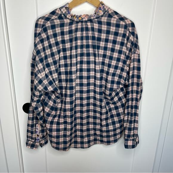 NWT Anthropologie Pilcro Peach The Tavi Plaid Button Down Blouse Size Small - Picture 7 of 7